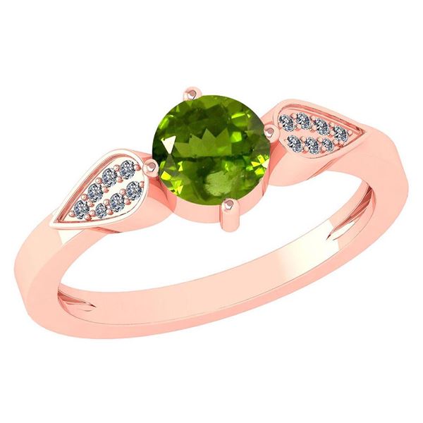 Certified 1.12 Ctw Peridot And Diamond 14k Rose Gold Ha