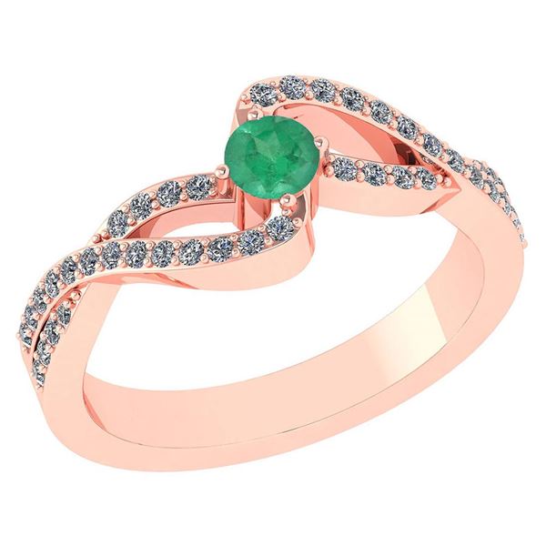 Certified 0.61 CTW Emerald And Diamond 14k Rose Gold Ha