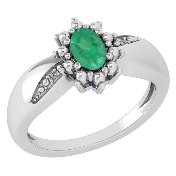 Certified 0.51 Ctw Emerald And Diamond 14k White Gold H
