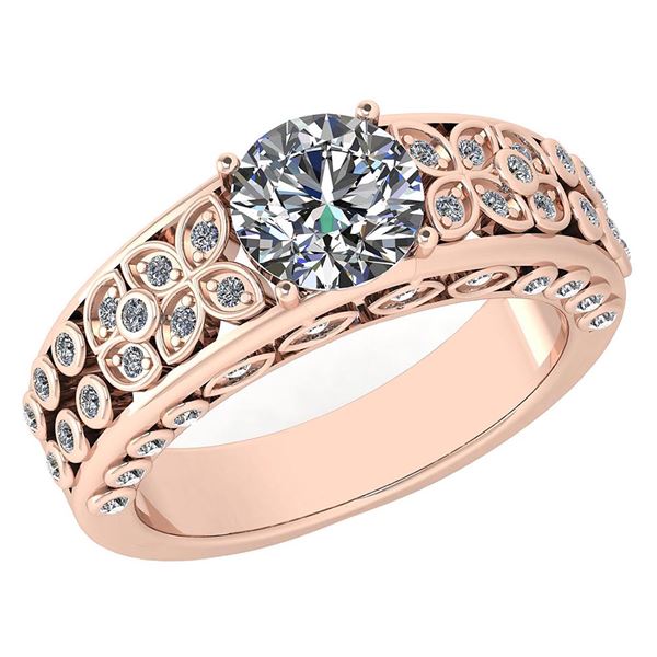 Certified 1.57 Ctw Diamond Wedding/Engagement 14K Rose