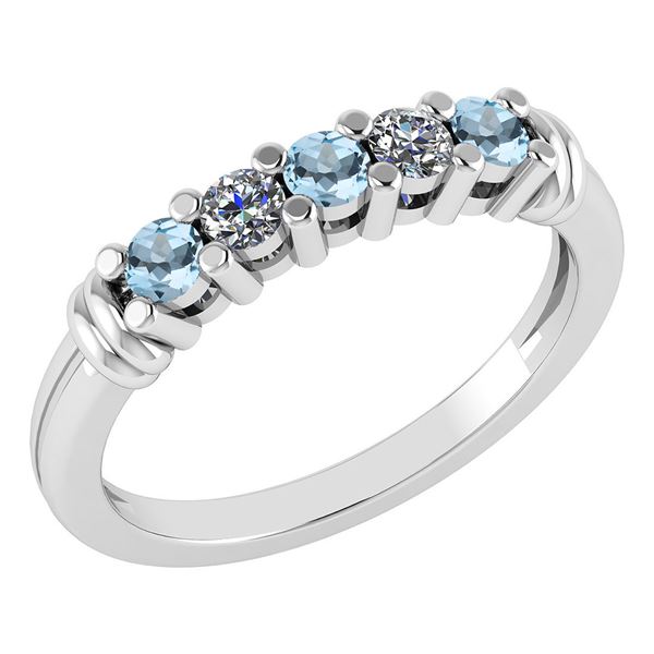 Certified 0.39 Ctw Aquamarine And Diamond 14k White Go
