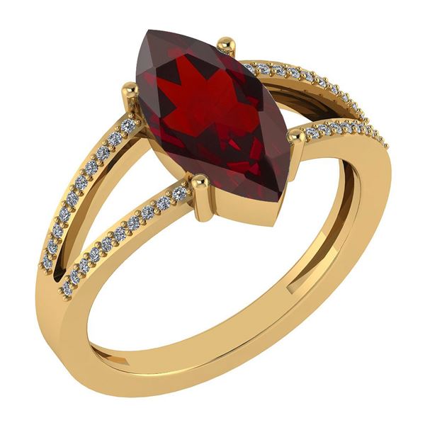 Certified 2.20 Ctw Garnet And Diamond VS/SI1 Ring 14k Y