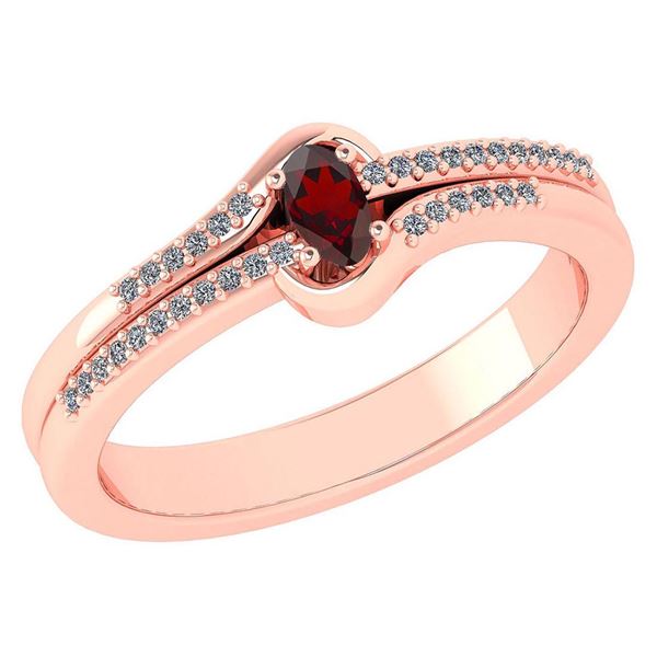 Certified 0.29 Ctw Garnet And Diamond 14k Rose Gold Hal