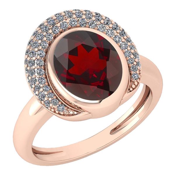 Certified 2.82 Ctw Garnet And Diamond VS/SI1 Halo Ring