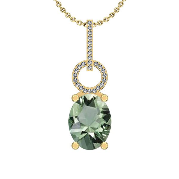 Certified 13.55 Ctw I2/I3 Green Amethyst And Diamond 14