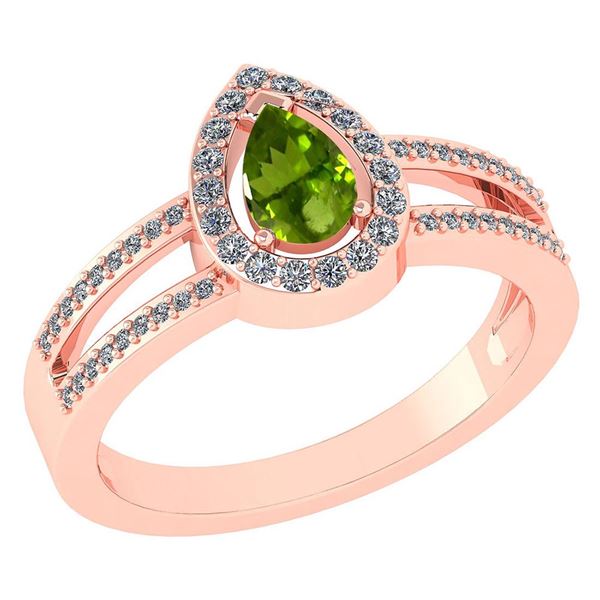 Certified 0.74 CTW Peridot And Diamond 14k Rose Gold Ha