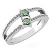 Image 1 : Certified 0.60 Ctw Green Amethyst And Diamond 18k White