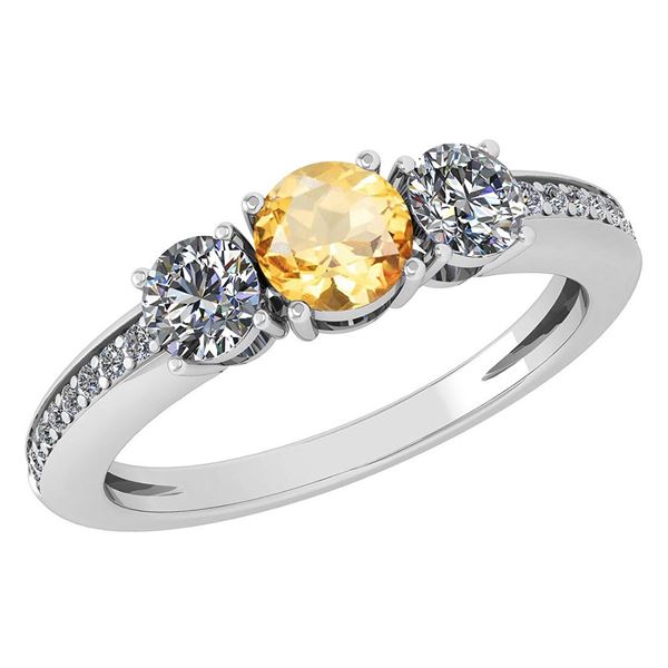 Certified 1.06 Ctw Citrine And Diamond Wedding/Engageme