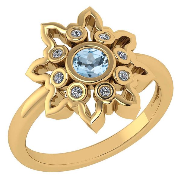 Certified 0.32 Ctw Blue Topaz And Diamond 14k Yellow Go