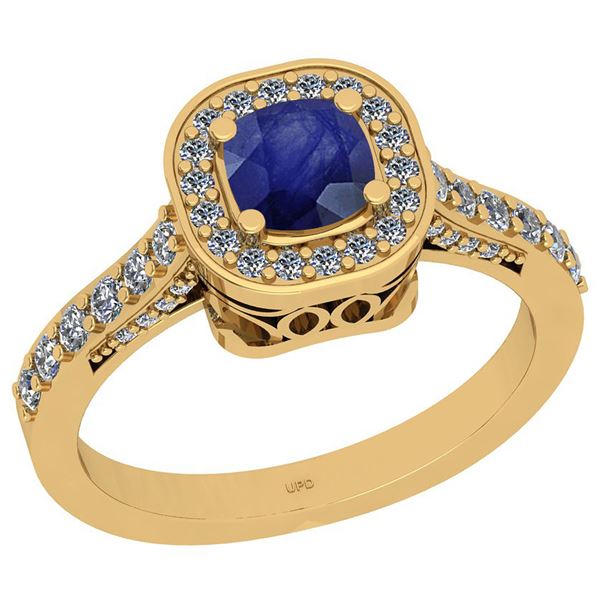 Certified 1.01 Ctw I2/I3 Blue Sapphire And Diamond 14K