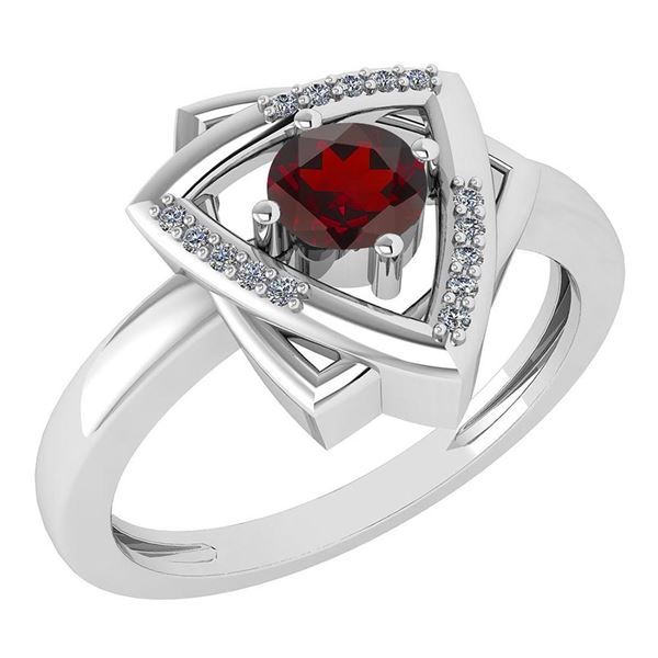 Certified 0.29 Ctw Garnet And Diamond VS/SI1 Halo Ring