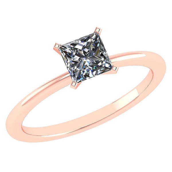 Certified 0.75 Ctw Princess Cut Diamond 18k Rose Gold R