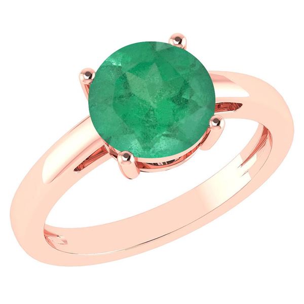 Certified 1.00Ctw Genuine Emerald 14k Rose Gold Halo Ri
