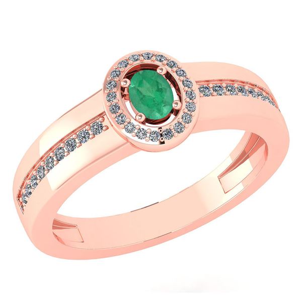 Certified 0.35 Ctw Emerald And Diamond 14K Rose Gold Pr