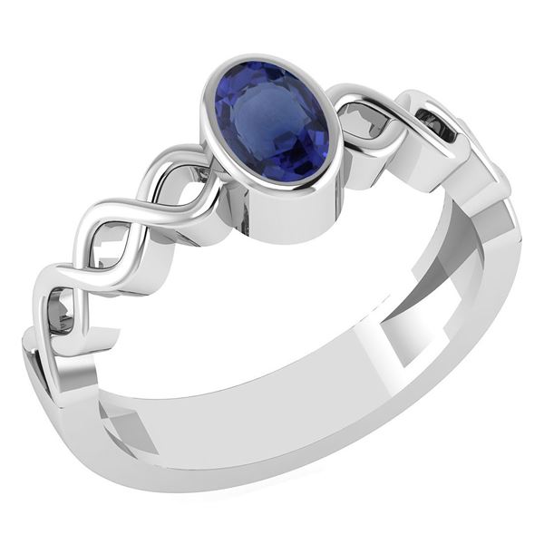 Certified 0.50Ctw Genuine Blue Sapphire 14K White Gold