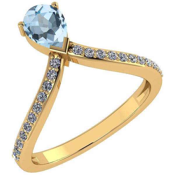 Certified 0.97 Ctw Aquamarine And Diamond 14k Yellow Go