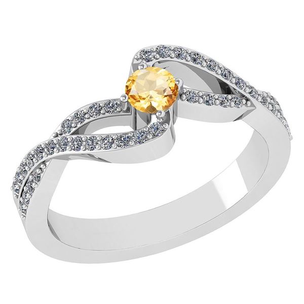 Certified 0.61 CTW Citrine And Diamond 14k White Gold H