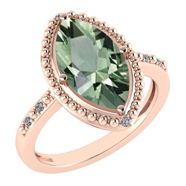 Certified 1.58 Ctw Green Amethyst And Diamond VS/SI1 Ri