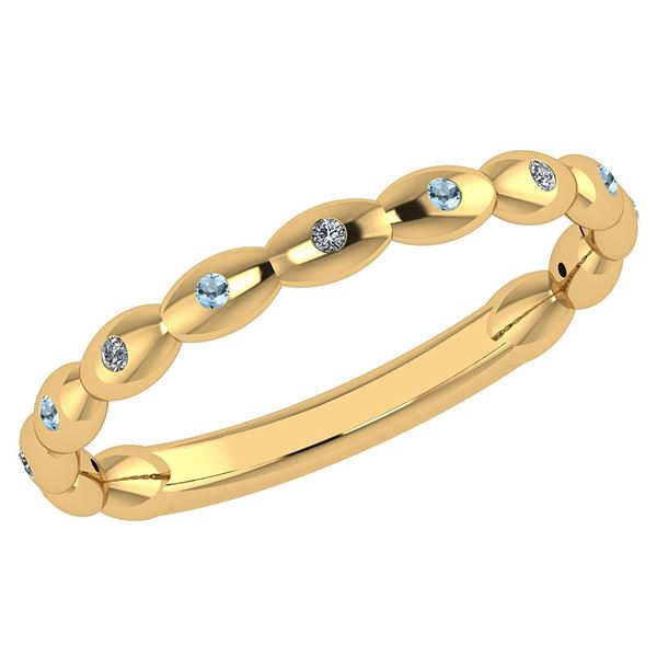 Certified 0.05 Ctw Aquamarine And Diamond 18k Yellow Go