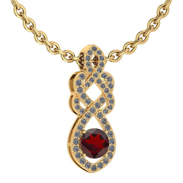 Certified 1.26 Ctw Garnet And Diamond VS/SI1 Necklace 1