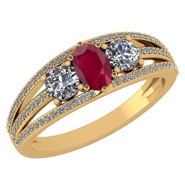 Certified 1.16 Ctw Ruby And Diamond 14k Yellow Gold Hal