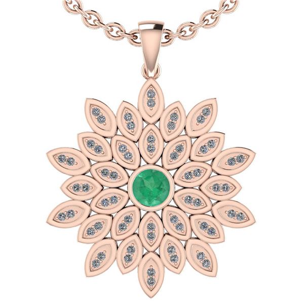 Certified 0.80 Ctw Emerald And Diamond VS/SI1 18k Rose