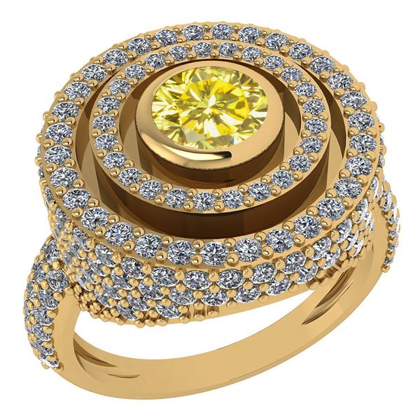 Certified 2.05 Ctw Treated Fancy Yellow Diamond And Whi