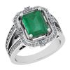 Image 1 : Certified 2.99 Ctw I2/I3 Emerald And Diamond 14K White