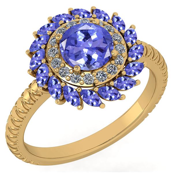 Certified 2.40 Ctw Tanzanite And Diamond VS/SI1 Halo Ri