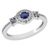 Image 1 : Certified 0.77 Ctw Blue Sapphire And Diamond 14k White