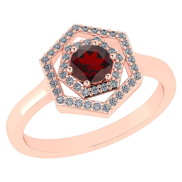 Certified 0.69 Ctw Garnet And Diamond 14k Rose Gold Hal