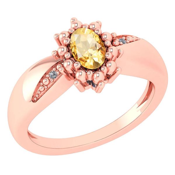 Certified 0.51 Ctw Citrine And Diamond 14k Rose Gold Ha