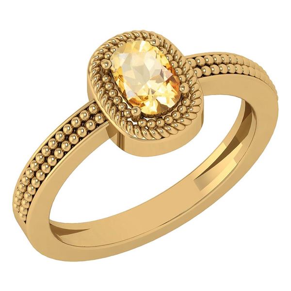 Certified 1.50 Ctw Citrine 14K Yellow Gold Solitaire Ri