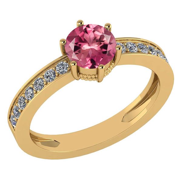Certified 1.09 Ctw Pink Tourmaline And Diamond VS/SI1 H