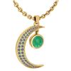 Image 1 : Certified 1.76 Ctw Emerlad And Diamond Moon Necklace Fo