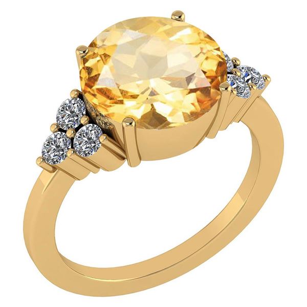 Certified 3.60 Ctw Citrine And Diamond VS/SI1 Ring 14K