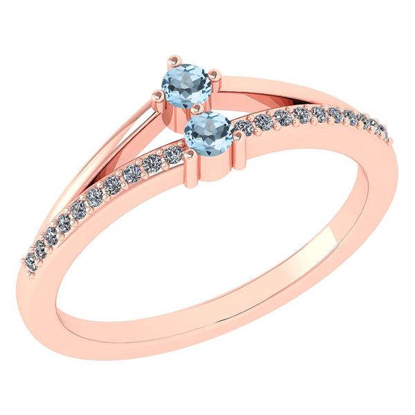 Certified 0.22 Ctw Aquamarine And Diamond 14k Rose Gold