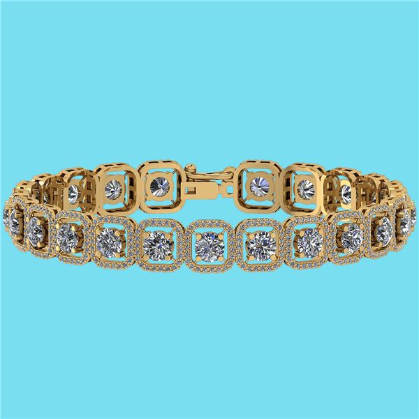 Certified 14.14 Ctw Diamond SI2/I1 14K Yellow Gold Halo