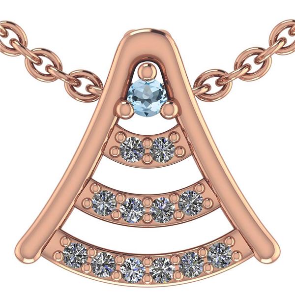 Certified 0.075 Ctw Aquamarine And Diamond 14k Rose Gol