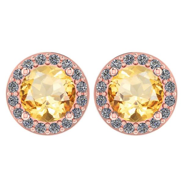 Certified 1.06 Ctw Citrine And Diamond 18K Rose Gold Ha