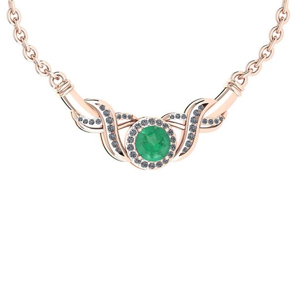 Certified 1.16 Ctw Emerald And Diamond VS/SI1 Necklace
