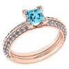 Image 1 : Certified 1.23 Ctw Blue Topaz And Diamond Wedding/Engag