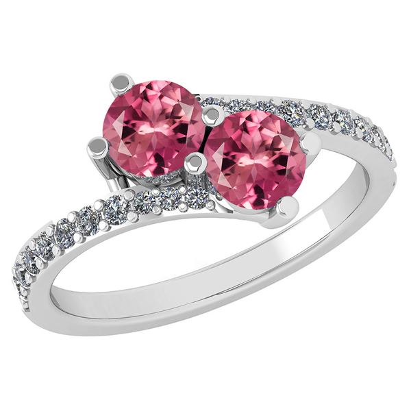Certified 1.24 Ctw Pink Tourmaline And Diamond Wedding/
