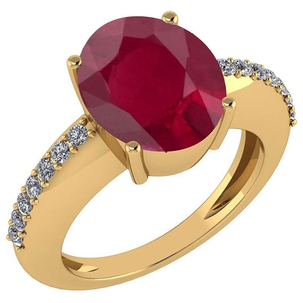 Certified 5.30 Ctw Ruby And Diamond VS/SI1 Ring 14K Yel