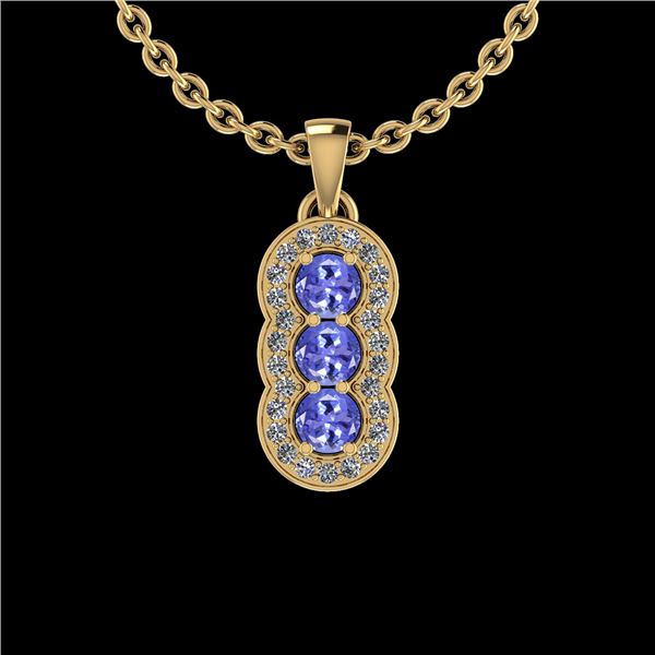 Certified 0.92 Ctw Tanzanite And Diamond SI1/SI2 14K Ye