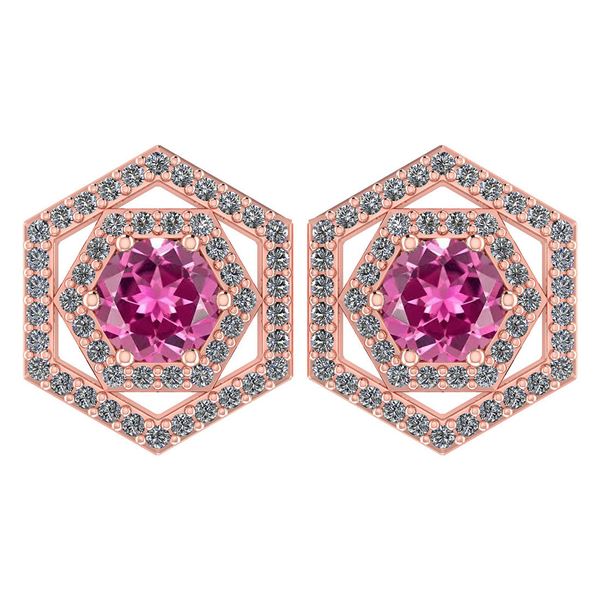 Certified 1.38 Ctw Pink Tourmaline And Diamond 14k Rose