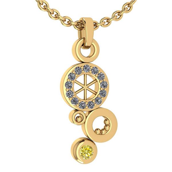 Certified 0.26 Ctw Treated Fancy Yellow Diamond And Whi