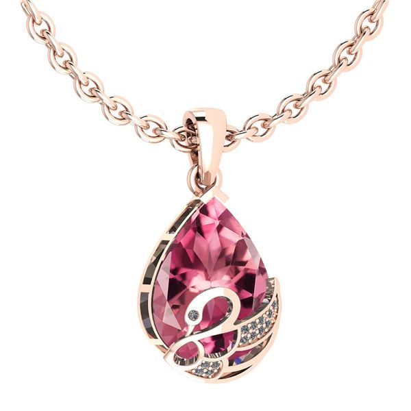 Certified 7.40 Ctw Pink Tourmaline And Diamond VS/SI1 N