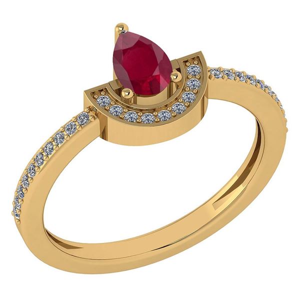 Certified 0.64 Ctw Ruby And Diamond 14k Yellow Gold Rin