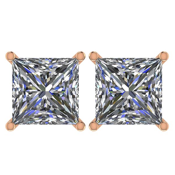 Certified 2.50 Ctw Diamond 14K Rose Gold Stud Earring M